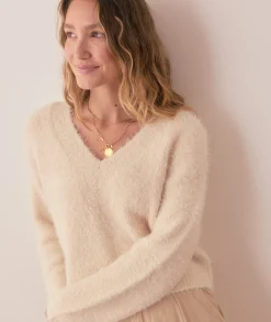 Teddy Eyelash V-Neck Sweater