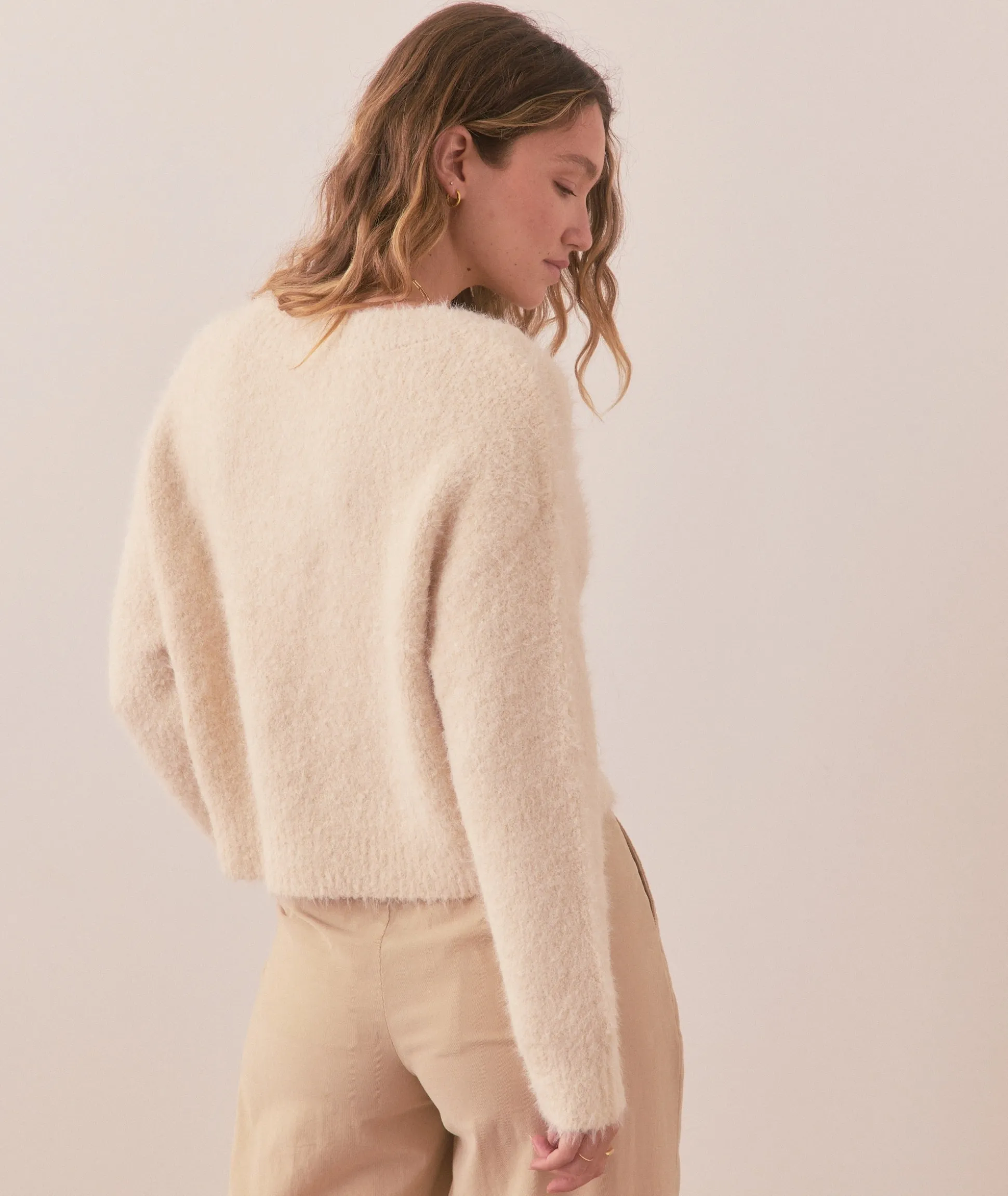 Teddy Eyelash V-Neck Sweater
