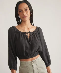 Tiana Double Cloth Cropped Blouse