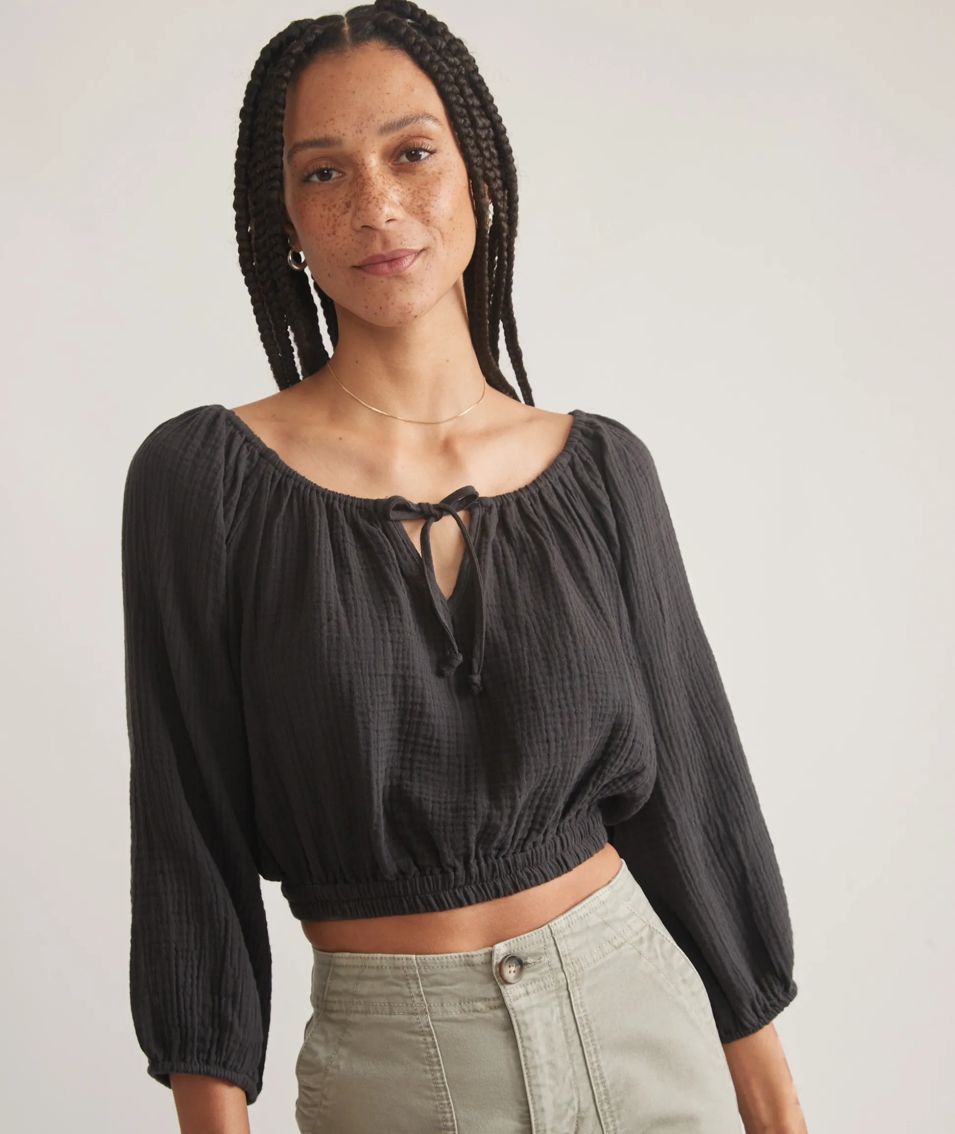 Tiana Double Cloth Cropped Blouse