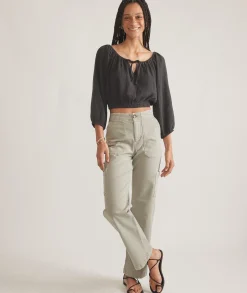Tiana Double Cloth Cropped Blouse