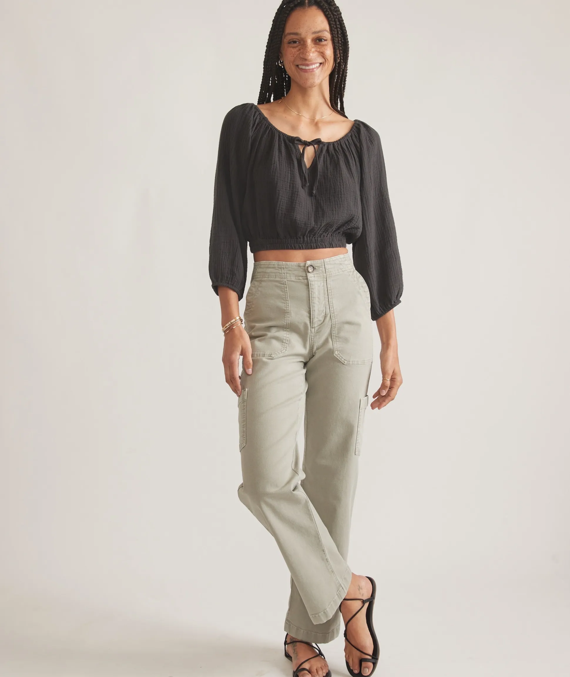 Tiana Double Cloth Cropped Blouse