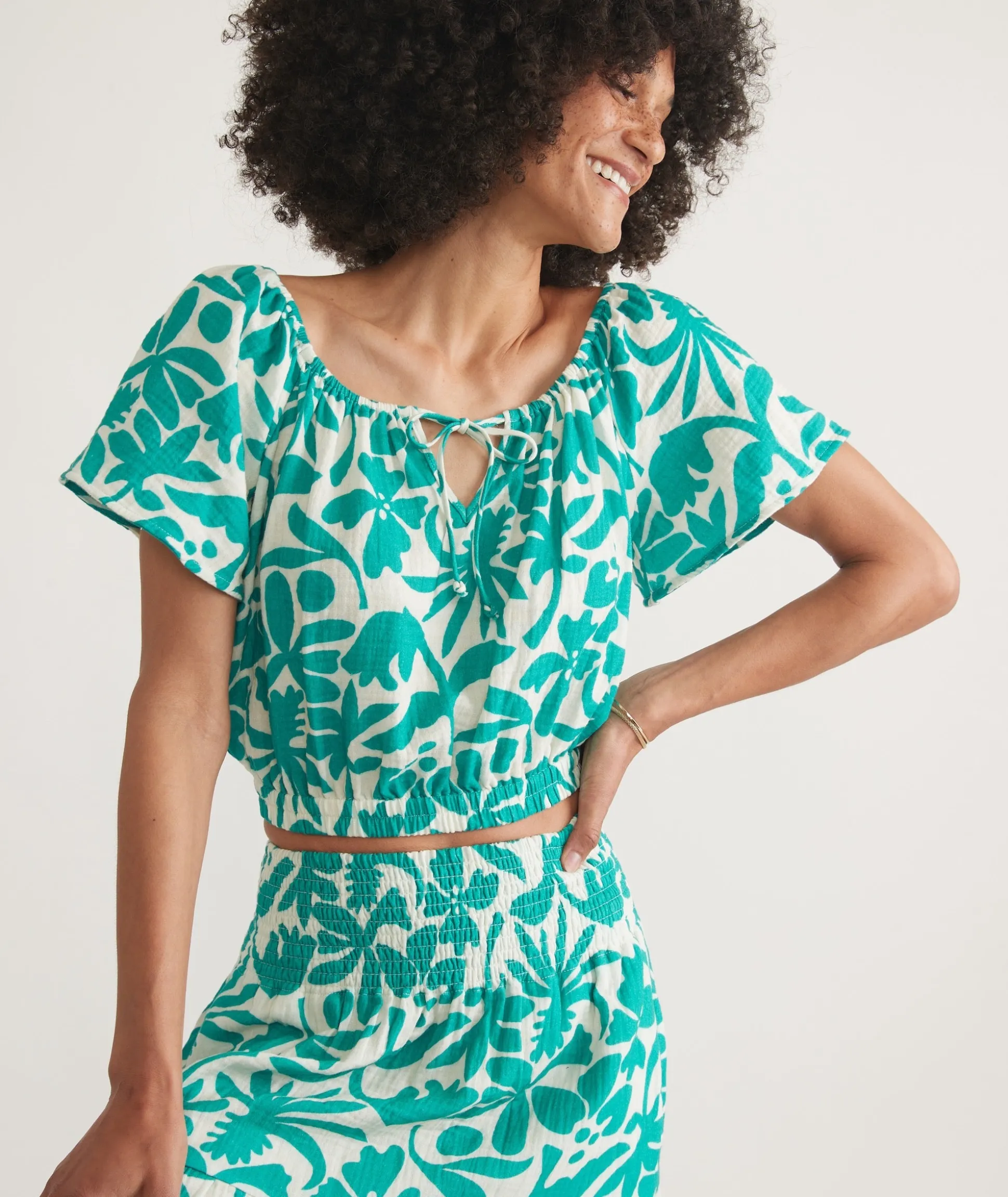 Tiana Double Cloth Cropped Blouse