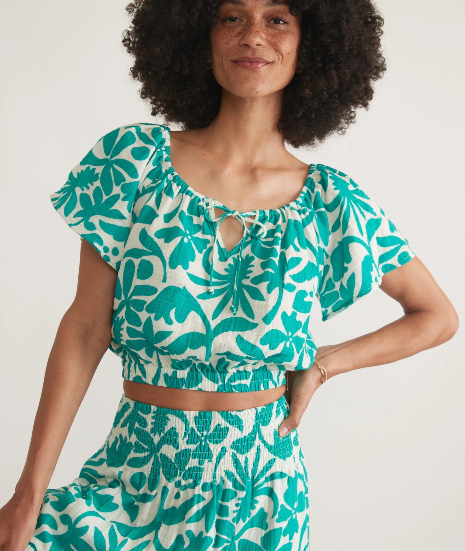 Tiana Double Cloth Cropped Blouse