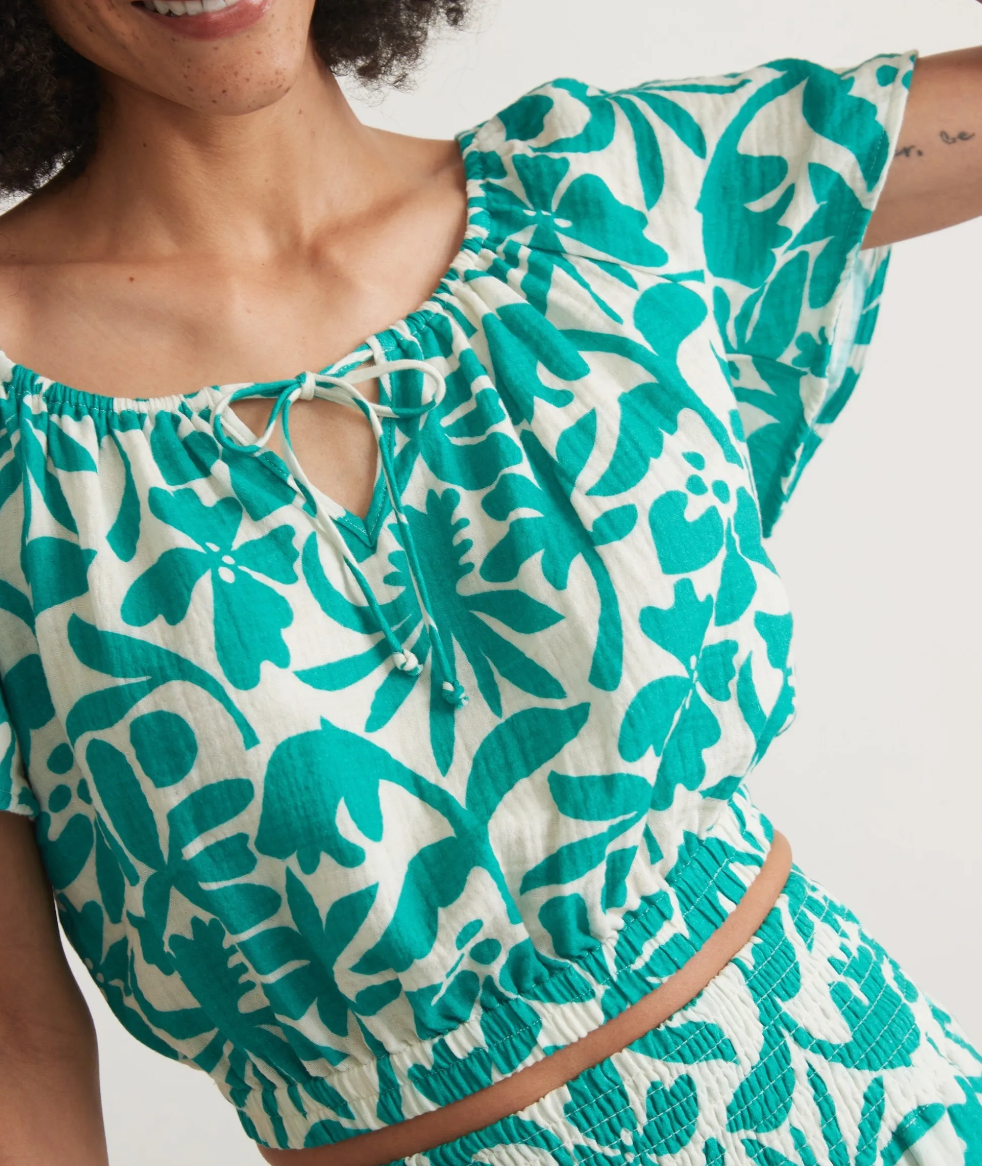 Tiana Double Cloth Cropped Blouse